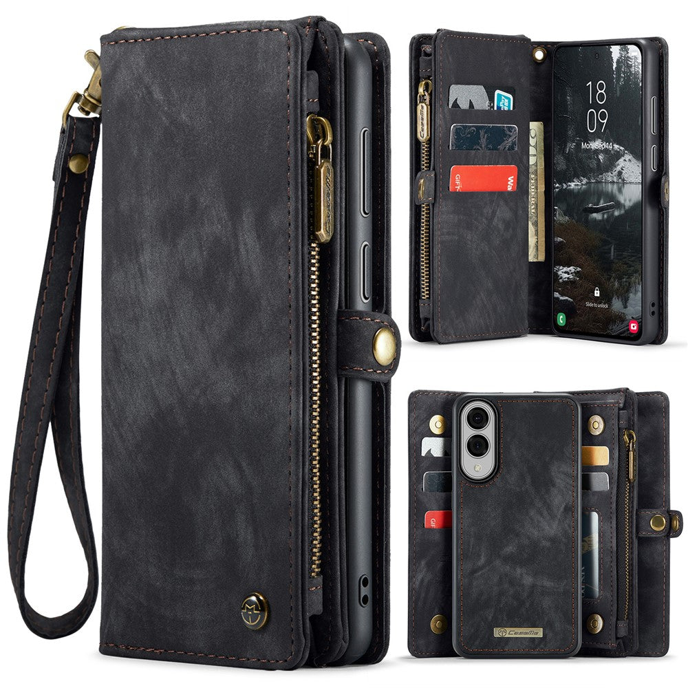 CASEME For Samsung Galaxy S25 Edge Phone Cases 008 Leather Cover with Detachable Wallet and Strap