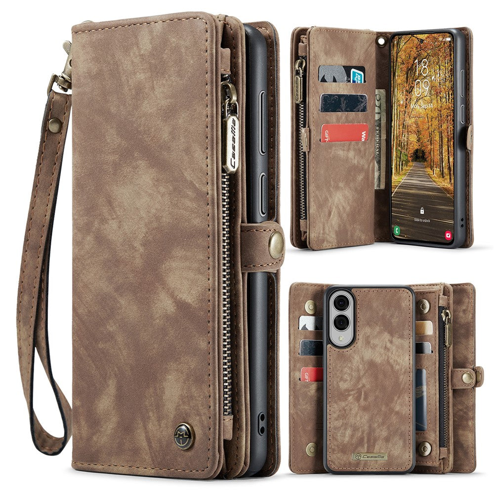 CASEME For Samsung Galaxy S25 Edge Phone Cases 008 Leather Cover with Detachable Wallet and Strap