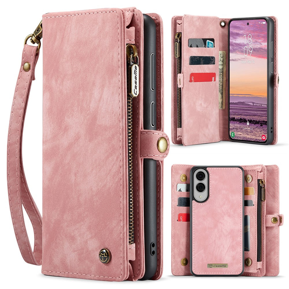 CASEME For Samsung Galaxy S25 Edge Phone Cases 008 Leather Cover with Detachable Wallet and Strap