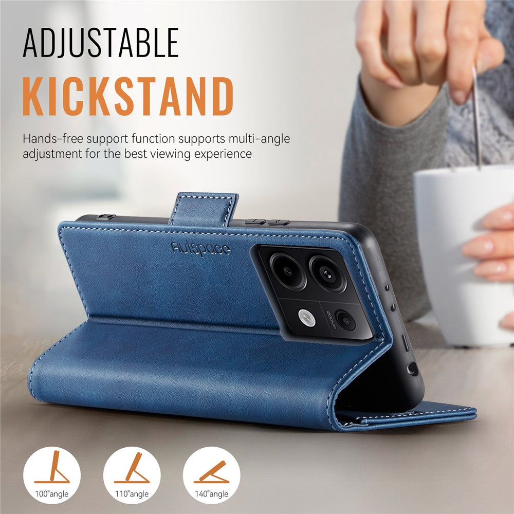AUTSPACE For Xiaomi Poco X6 5G / Xiaomi Redmi Note 13 Pro 5G Case  A11 RFID Blocking Retro Leather Cell Phone Wallet Cover