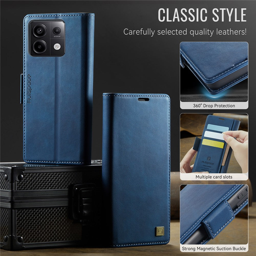 AUTSPACE For Xiaomi Poco X6 5G / Xiaomi Redmi Note 13 Pro 5G Case  A11 RFID Blocking Retro Leather Cell Phone Wallet Cover
