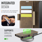 AUTSPACE For iPhone 17th / 16th Case A11 RFID Blocking Retro Leather Cell Phone Wallet Cover