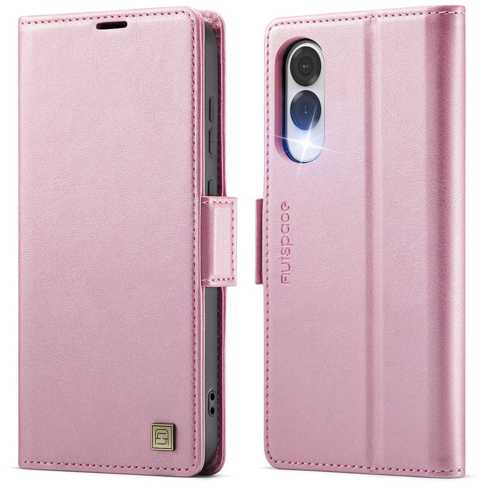 AUTSPACE For Samsung Galaxy S25 Edge Case  A11 RFID Blocking Retro Leather Cell Phone Wallet Cover