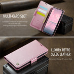 AUTSPACE For Samsung Galaxy S25 Edge Case  A11 RFID Blocking Retro Leather Cell Phone Wallet Cover