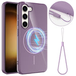 For Samsung Galaxy S23+ Magnetic Case TPU Phone Back Cover with Lanyard