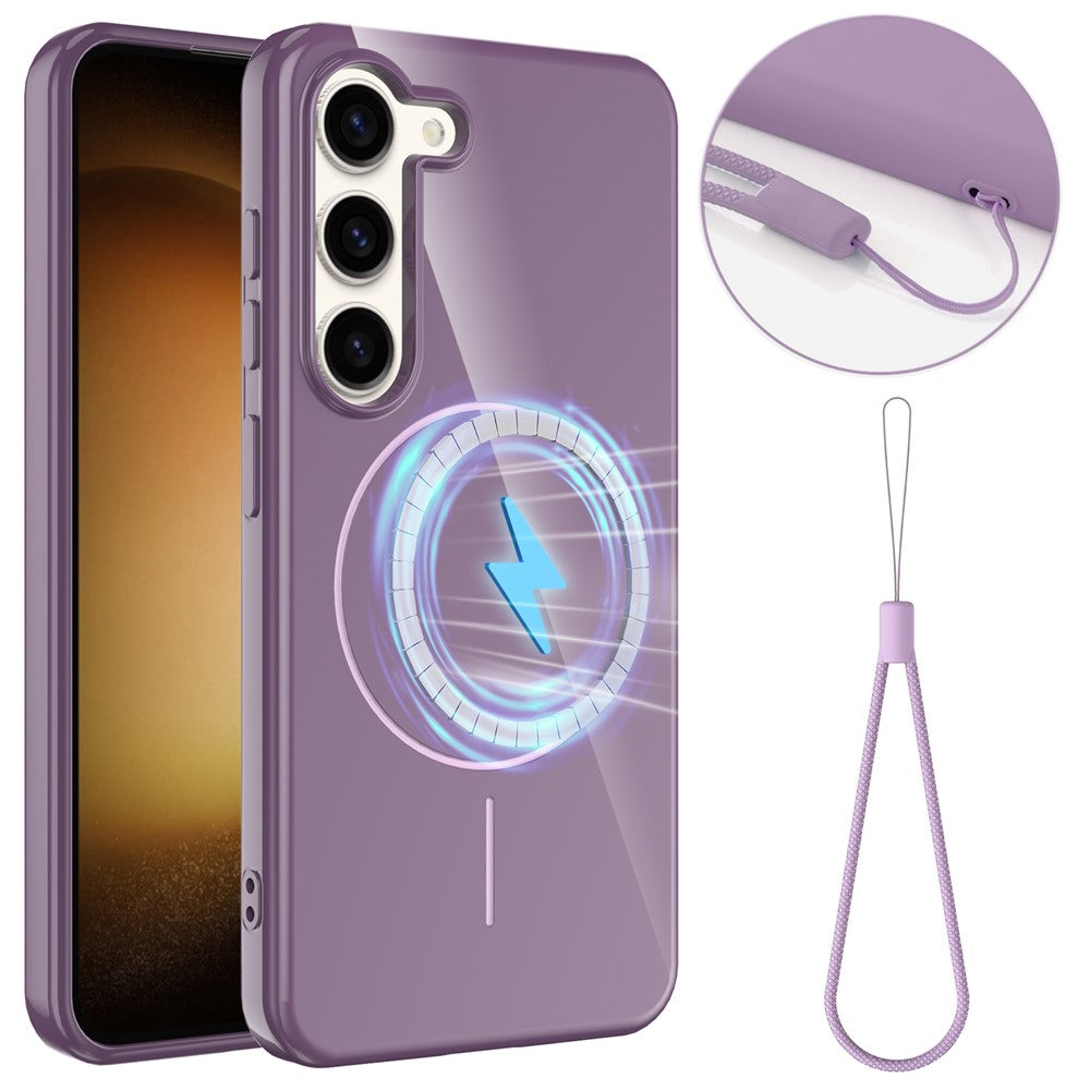 For Samsung Galaxy S23+ Magnetic Case TPU Phone Back Cover with Lanyard