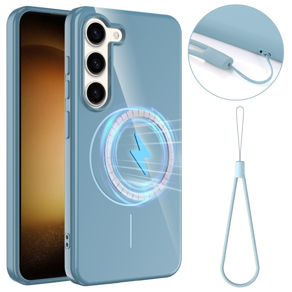 For Samsung Galaxy S23+ Magnetic Case TPU Phone Back Cover with Lanyard