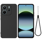 For Xiaomi Redmi Note 14 4G (164.84mm) Liquid Silicone Case Phone Back Cover with Hand Strap