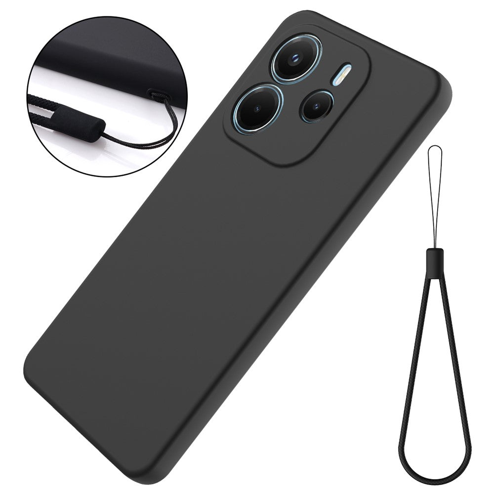 For Xiaomi Redmi Note 14 4G (164.84mm) Liquid Silicone Case Phone Back Cover with Hand Strap