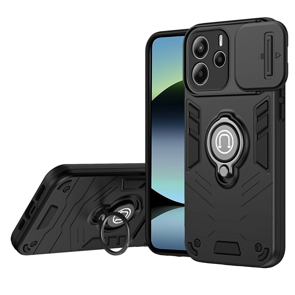 For Xiaomi Redmi Note 14 4G (164.84mm) Case Slide Camshield Kickstand PC + TPU Phone Cover