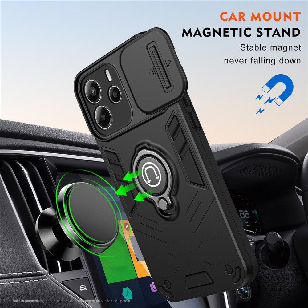 For Xiaomi Redmi Note 14 4G (164.84mm) Case Slide Camshield Kickstand PC + TPU Phone Cover