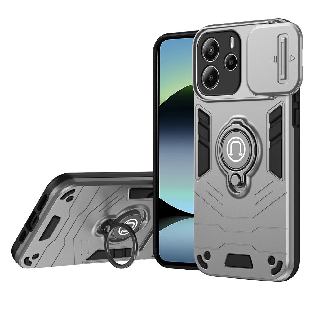 For Xiaomi Redmi Note 14 4G (164.84mm) Case Slide Camshield Kickstand PC + TPU Phone Cover