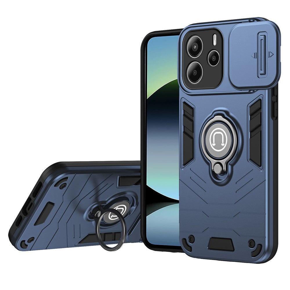 For Xiaomi Redmi Note 14 4G (164.84mm) Case Slide Camshield Kickstand PC + TPU Phone Cover