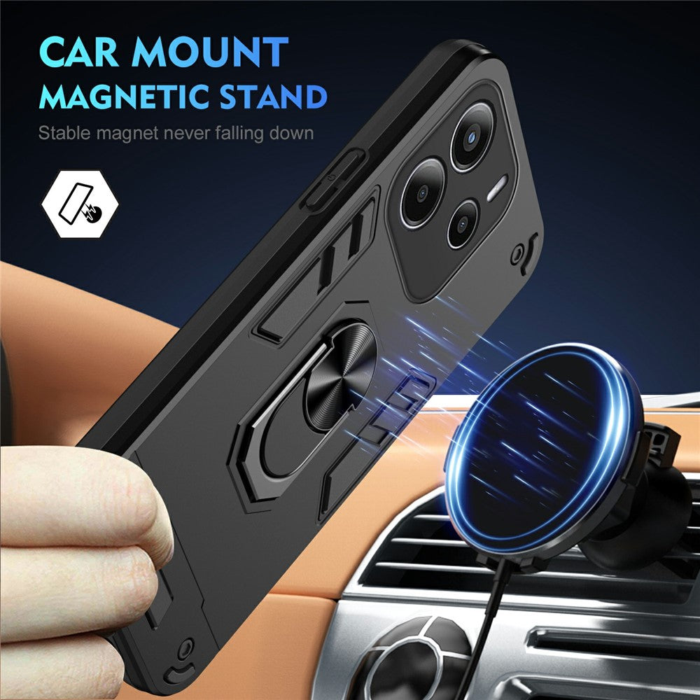 For Xiaomi Redmi Note 14 4G (164.84mm) Case PC + TPU Drop Defend Phone Cover with Ring Kickstand