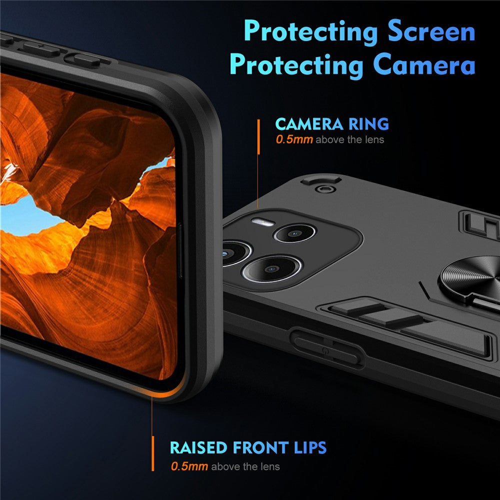 For Xiaomi Redmi Note 14 4G (164.84mm) Case PC + TPU Drop Defend Phone Cover with Ring Kickstand
