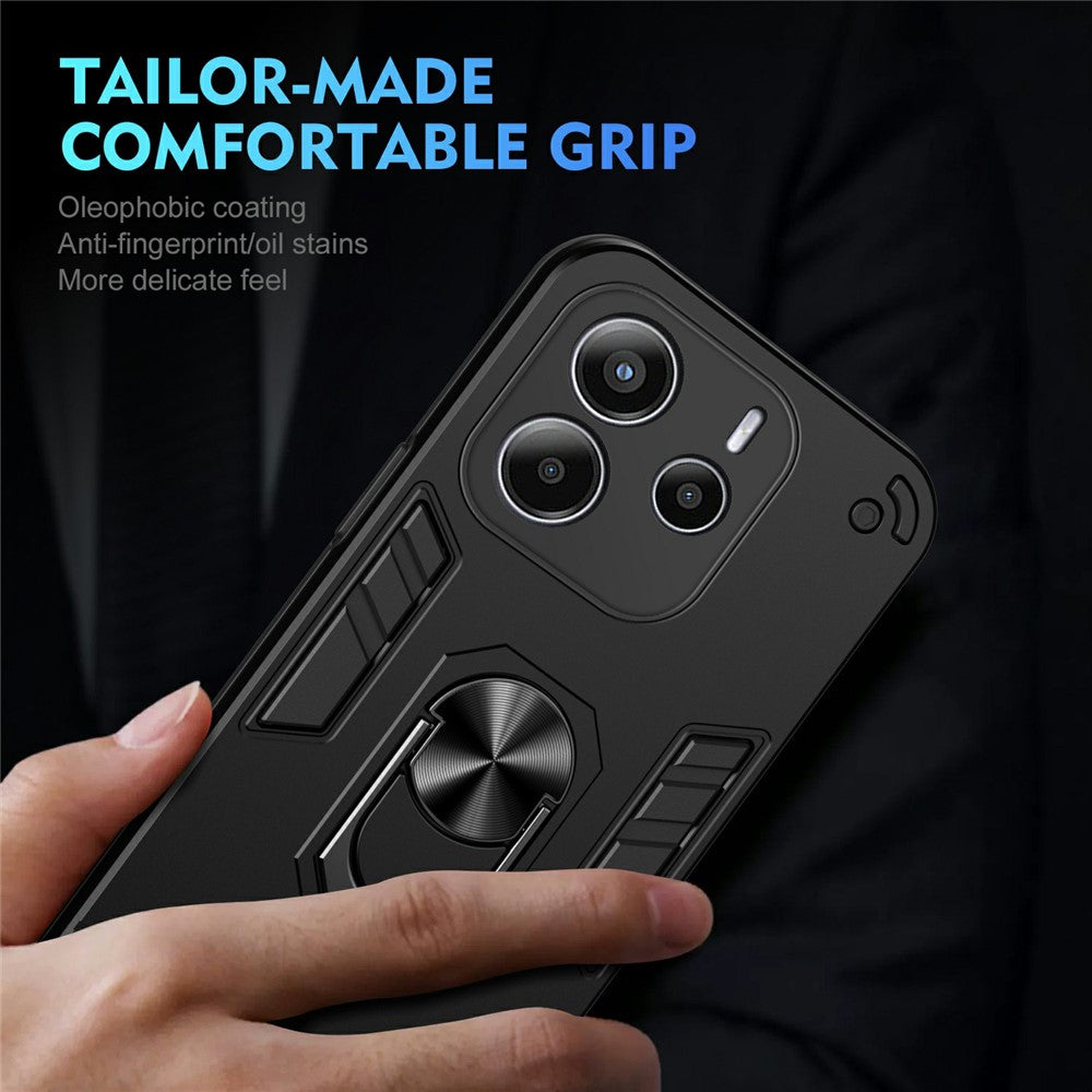For Xiaomi Redmi Note 14 4G (164.84mm) Case PC + TPU Drop Defend Phone Cover with Ring Kickstand
