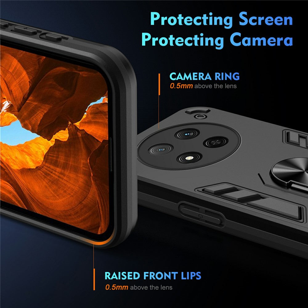 For Honor Magic7 Lite 5G / X9c 5G / X60 Pro 5G Case PC + TPU Drop Defend Phone Cover with Ring Kickstand