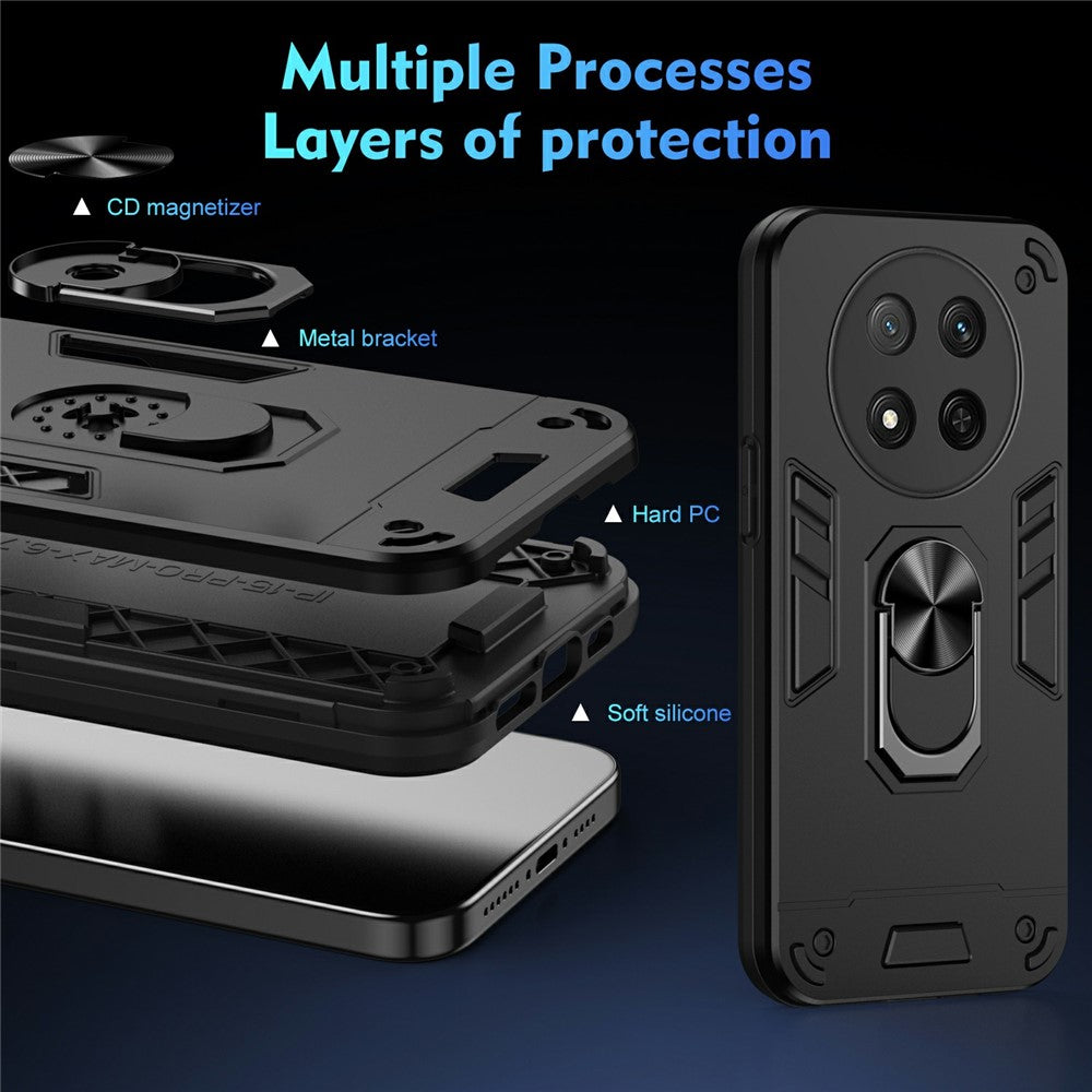 For Honor Magic7 Lite 5G / X9c 5G / X60 Pro 5G Case PC + TPU Drop Defend Phone Cover with Ring Kickstand