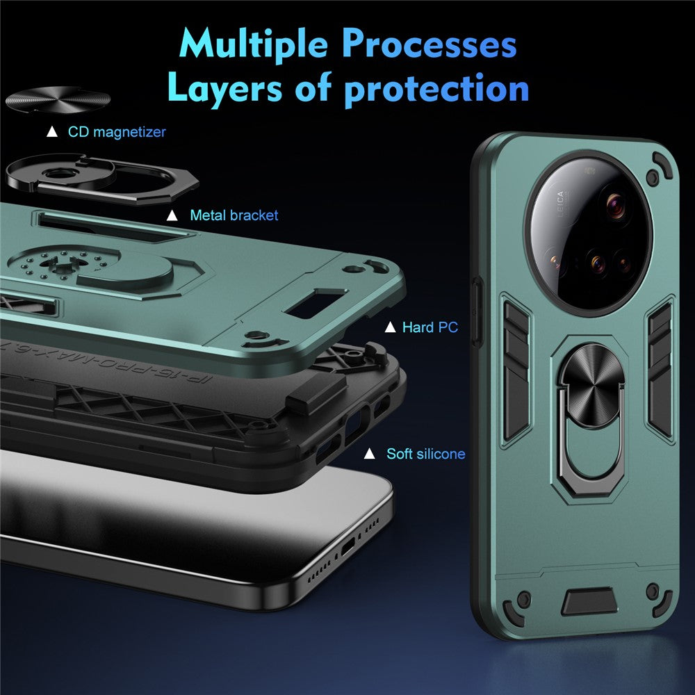 For Xiaomi 15 Ultra Case PC + TPU Drop Defend Phone Cover with Ring Kickstand