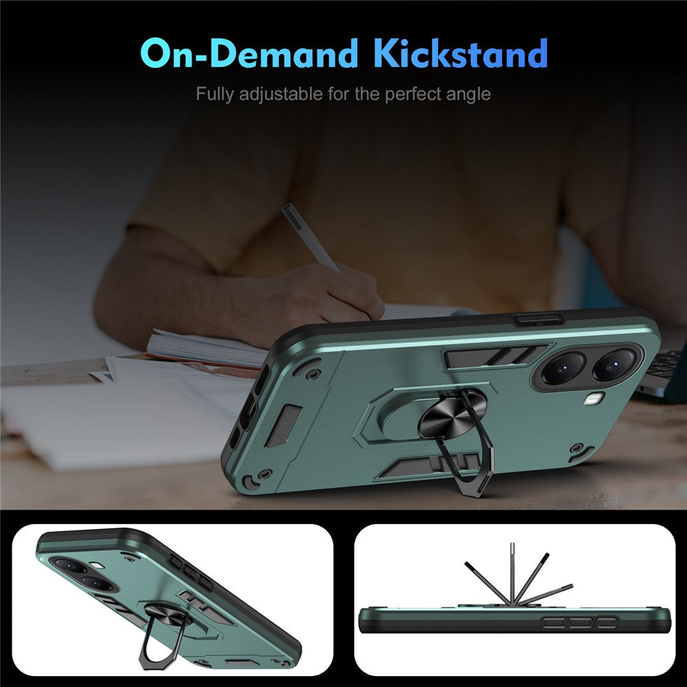For Xiaomi Poco X7 Pro 5G Case PC + TPU Drop Defend Phone Cover with Ring Kickstand