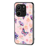For Xiaomi Redmi Note 14 4G (163.25mm) Case Butterfly Pattern TPU + Tempered Glass Protective Phone Cover