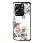 For Xiaomi Redmi Note 14 5G Case Floral Pattern TPU + Tempered Glass Protective Phone Cover