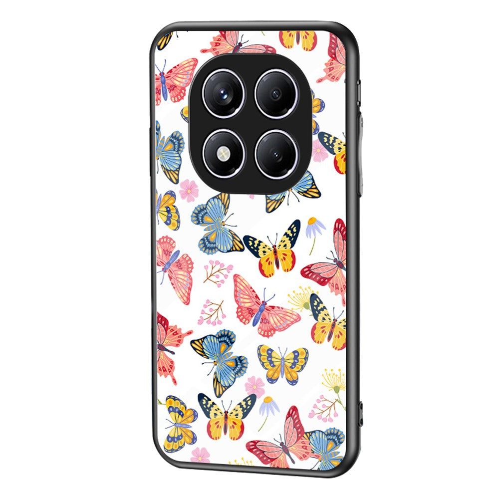 Xiaomi Redmi Note 14 5G-skal med fjärilsmönster i TPU + skyddande härdat glas.