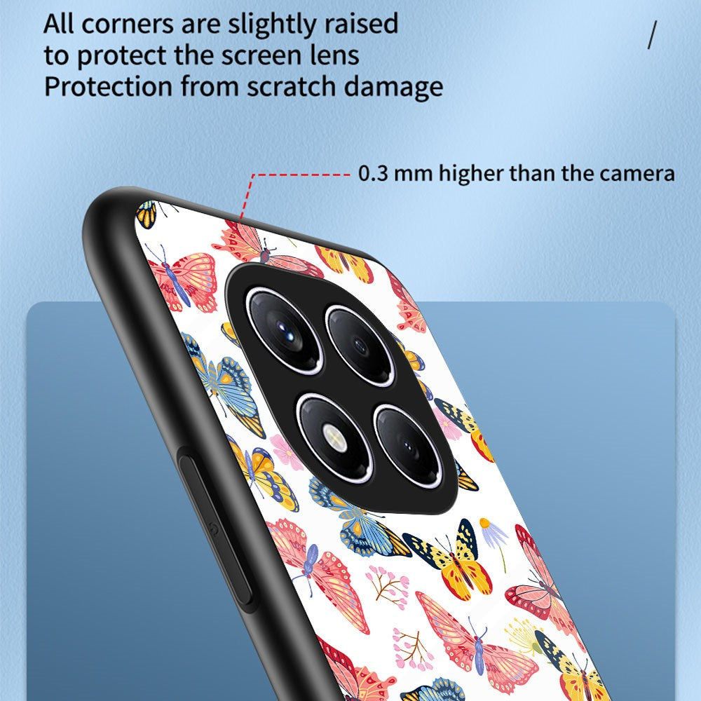 Xiaomi Redmi Note 14 5G-skal med fjärilsmönster i TPU + skyddande härdat glas.