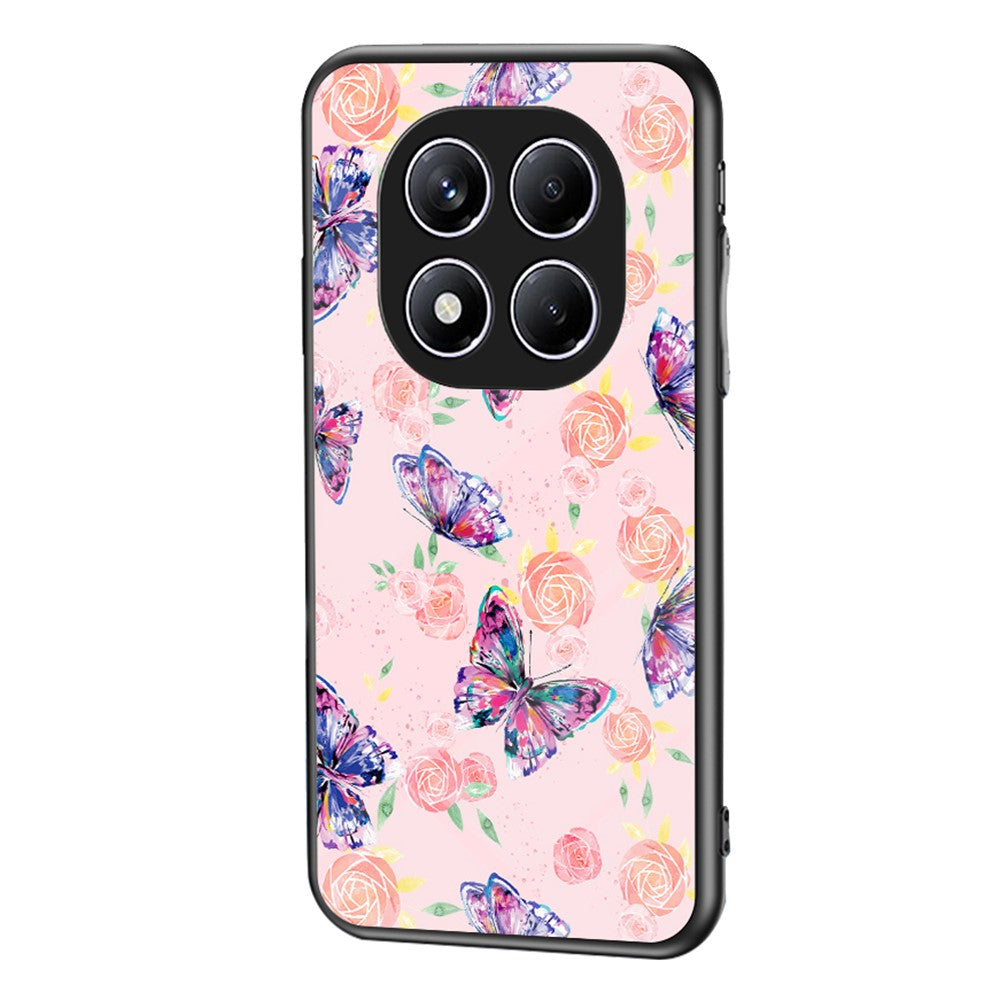 For Xiaomi Redmi Note 14 Pro 4G Case Butterfly Pattern TPU + Tempered Glass Protective Phone Cover