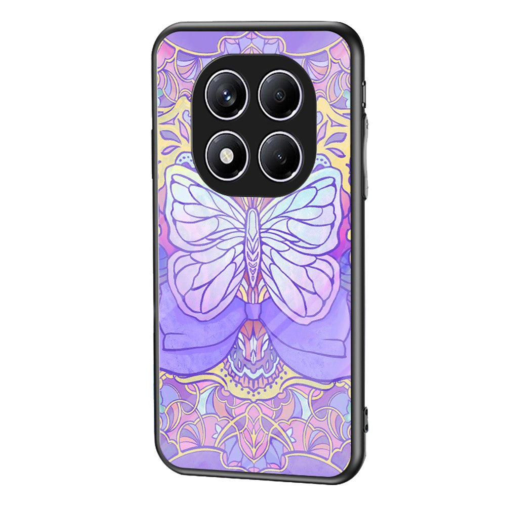Xiaomi Redmi Note 14 5G-skal med fjärilsmönster i TPU + skyddande härdat glas.