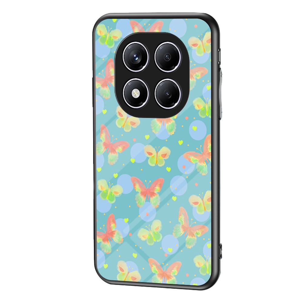 Xiaomi Redmi Note 14 5G-skal med fjärilsmönster i TPU + skyddande härdat glas.