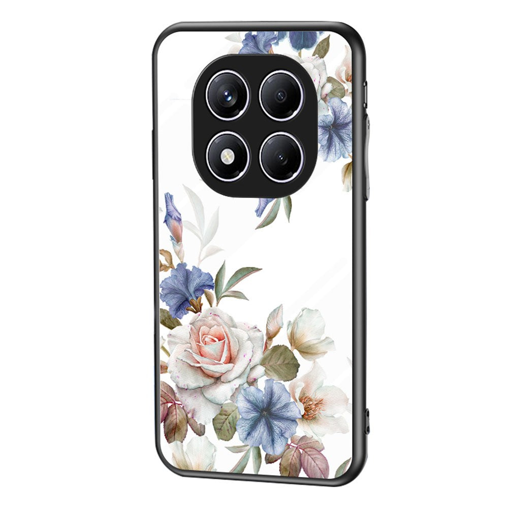 For Xiaomi Redmi Note 14 Pro 4G Case Floral Pattern TPU + Tempered Glass Protective Phone Cover