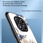 For Xiaomi Redmi Note 14 Pro 4G Case Floral Pattern TPU + Tempered Glass Protective Phone Cover