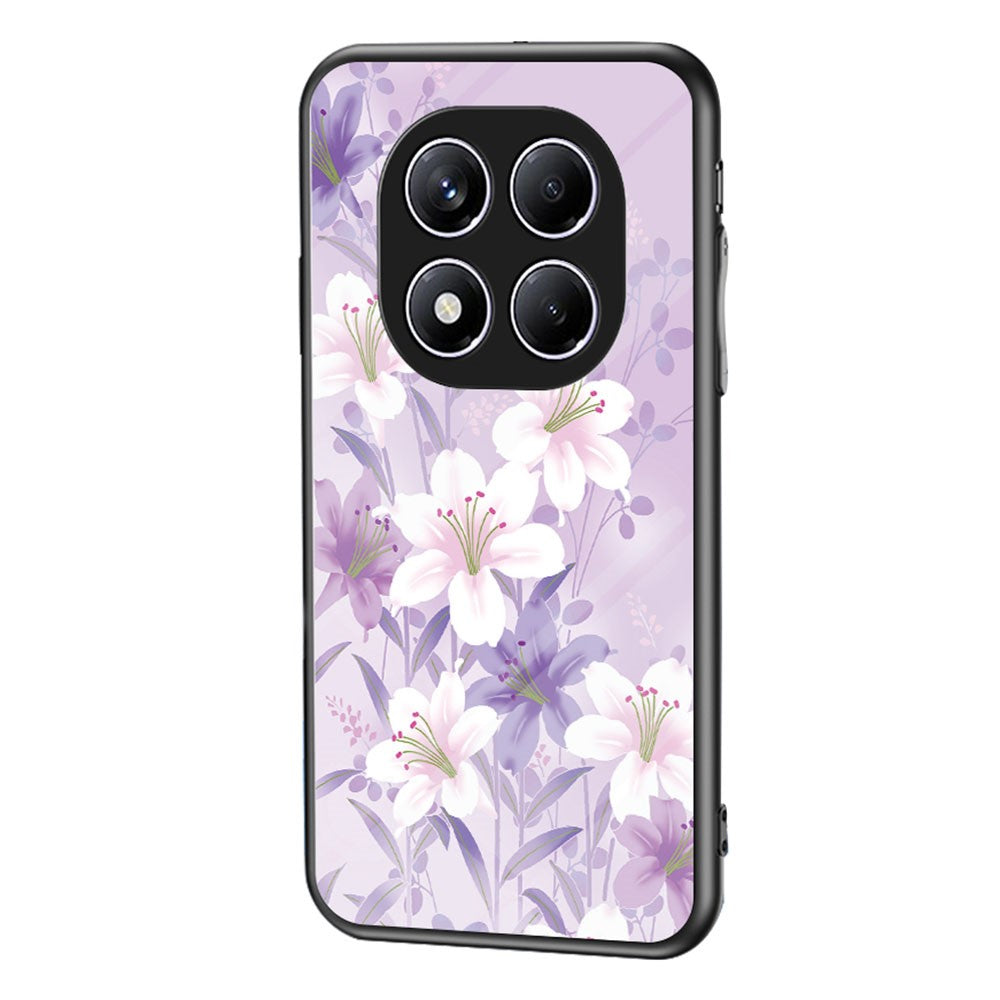 For Xiaomi Redmi Note 14 Pro 4G Case Floral Pattern TPU + Tempered Glass Protective Phone Cover