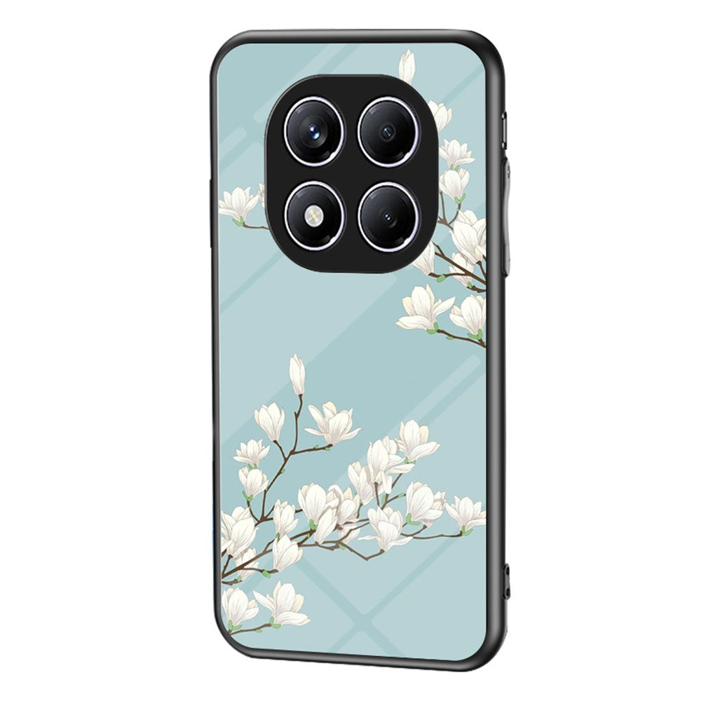 For Xiaomi Redmi Note 14 Pro 4G Case Floral Pattern TPU + Tempered Glass Protective Phone Cover