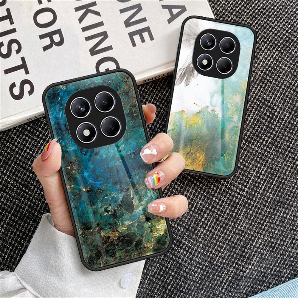 Xiaomi Redmi Note 14 Pro 4G-skal Marmormönster Härdat Glas + PC + TPU Skyddande mobilskal