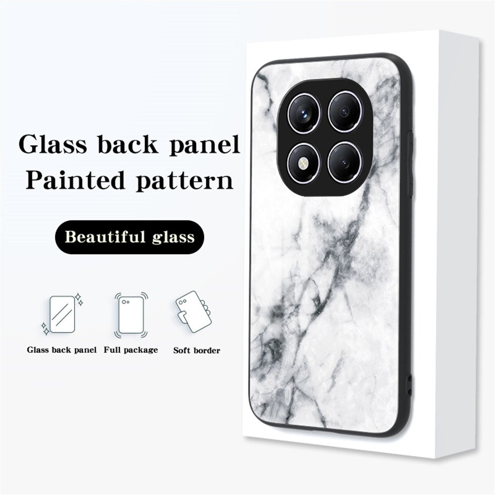 Xiaomi Redmi Note 14 Pro 4G-skal Marmormönster Härdat Glas + PC + TPU Skyddande mobilskal