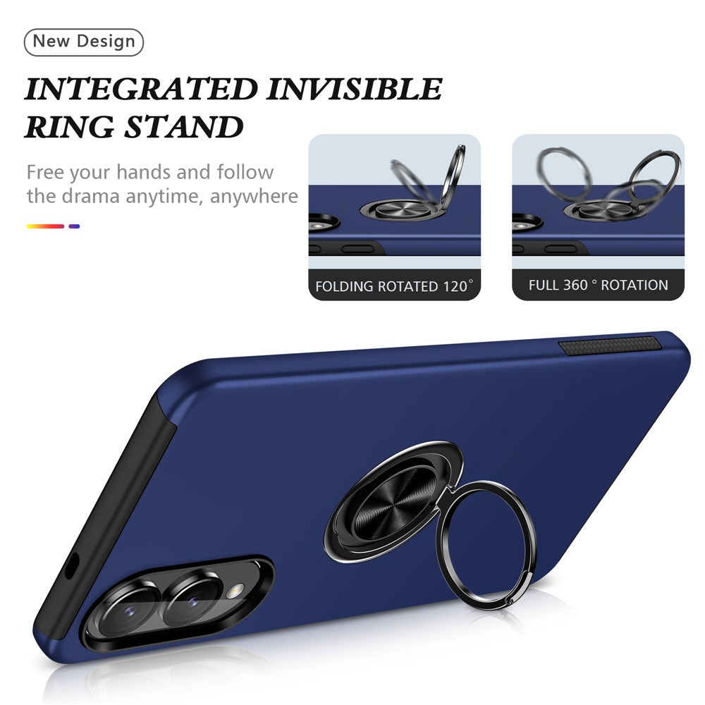 For Samsung Galaxy S25 Edge Case PC + TPU Phone Cover with Rotatable Ring Holder