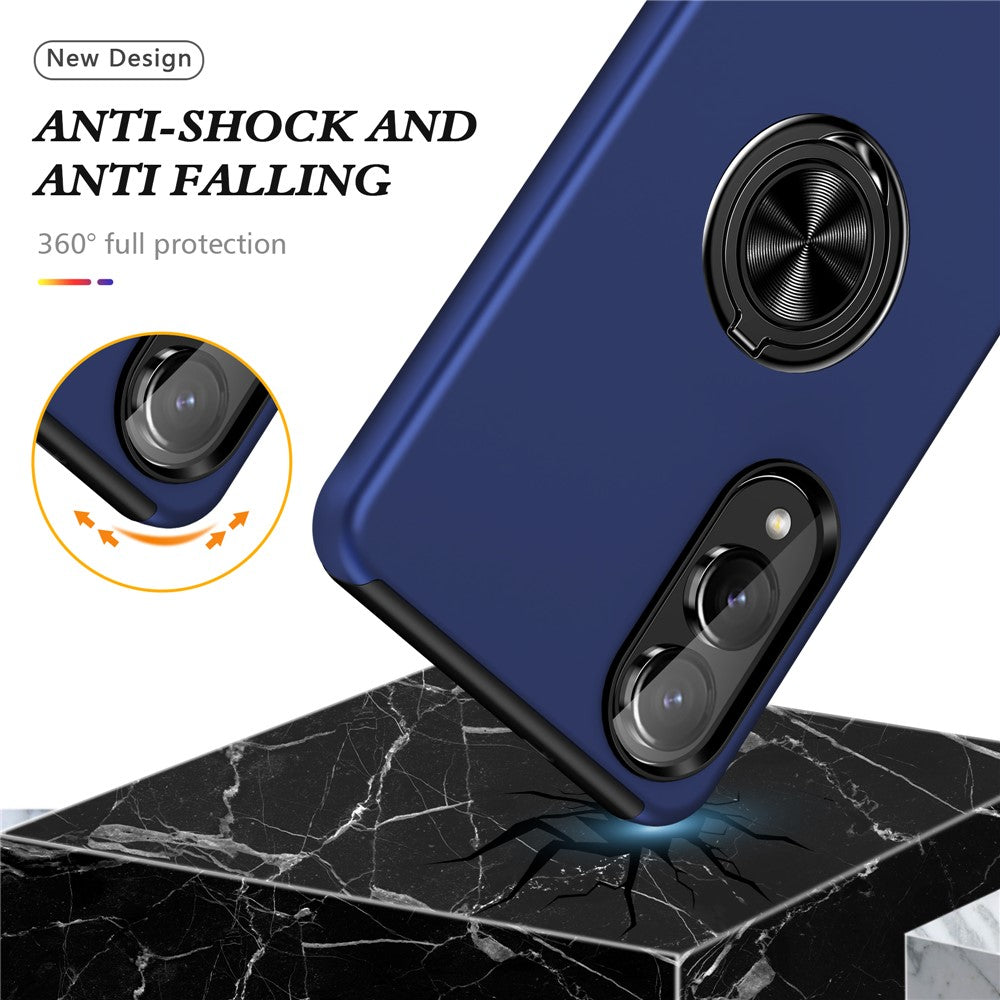 For Samsung Galaxy S25 Edge Case PC + TPU Phone Cover with Rotatable Ring Holder