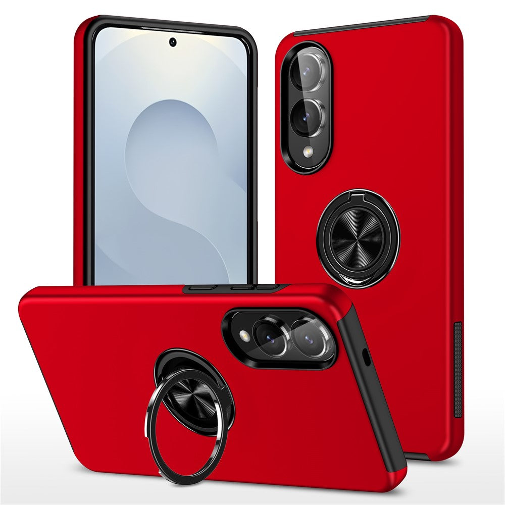 For Samsung Galaxy S25 Edge Case PC + TPU Phone Cover with Rotatable Ring Holder