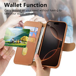 CASENEO For iPhone 16 Pro Max Magnetic Case RFID Blocking Wallet Detachable Leather Phone Cover with Wristband
