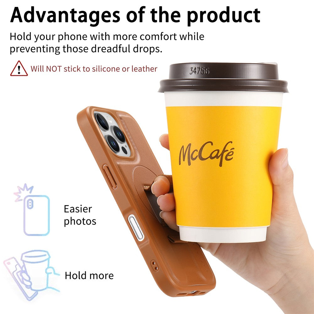 CASENEO For iPhone 16 Pro Max Magnetic Case RFID Blocking Wallet Detachable Leather Phone Cover with Wristband