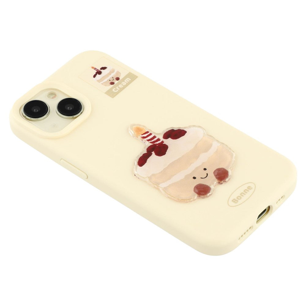 For iPhone 15 Case Pattern Printed 2.0mm TPU Phone Cover with 3D Accessories Decor