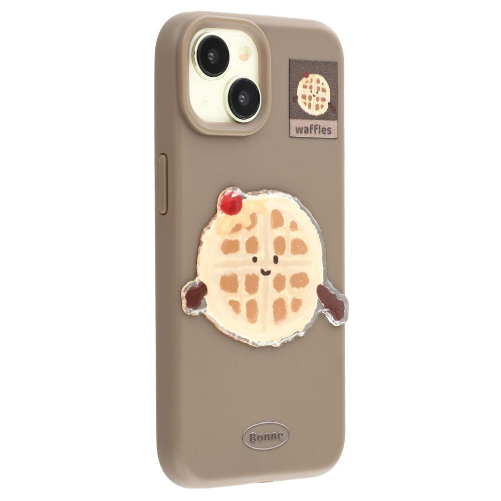 For iPhone 15 Case Pattern Printed 2.0mm TPU Phone Cover with 3D Accessories Decor
