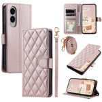 For Samsung Galaxy S25 Edge Wallet Case Rhombus Grid PU Leather Phone Cover