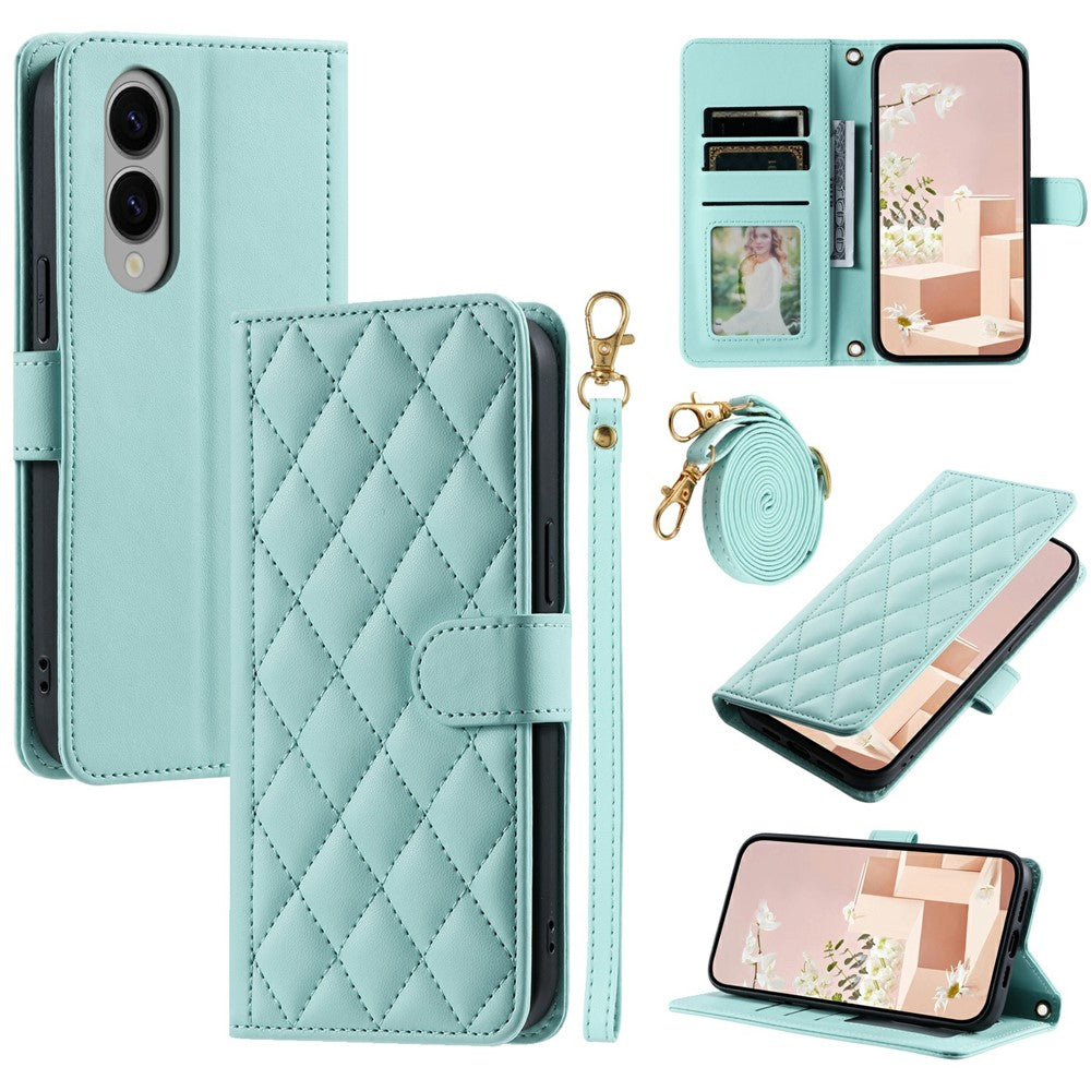 For Samsung Galaxy S25 Edge Wallet Case Rhombus Grid PU Leather Phone Cover