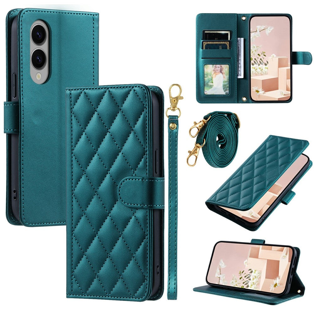 For Samsung Galaxy S25 Edge Wallet Case Rhombus Grid PU Leather Phone Cover