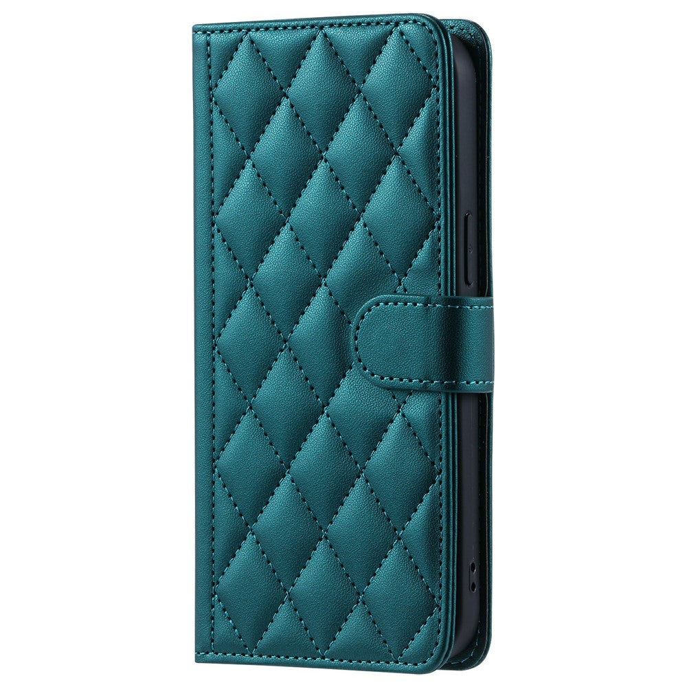 For Xiaomi Redmi Note 14 4G (163.25mm) Wallet Case Rhombus Grid PU Leather Phone Cover