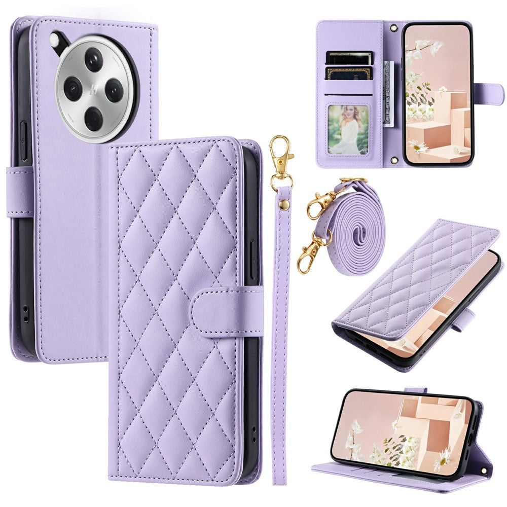 For Oppo Find X8 5G Wallet Case Rhombus Grid PU Leather Phone Cover