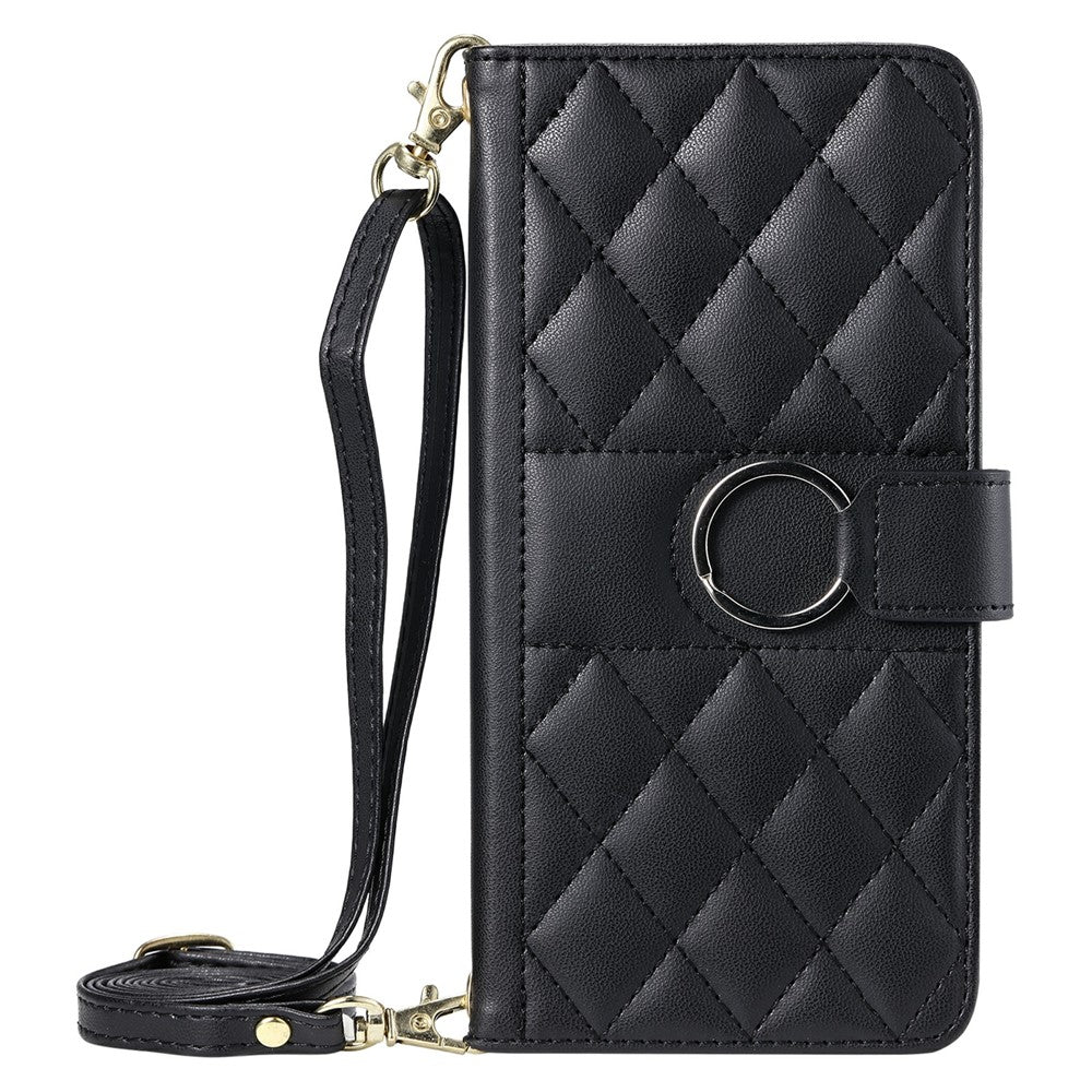 For Xiaomi Poco X7 Pro 5G  /  Redmi Turbo 4 5G Crossbody Leather Case Ring Buckle Wallet Stand Rhombus Mobile Cover